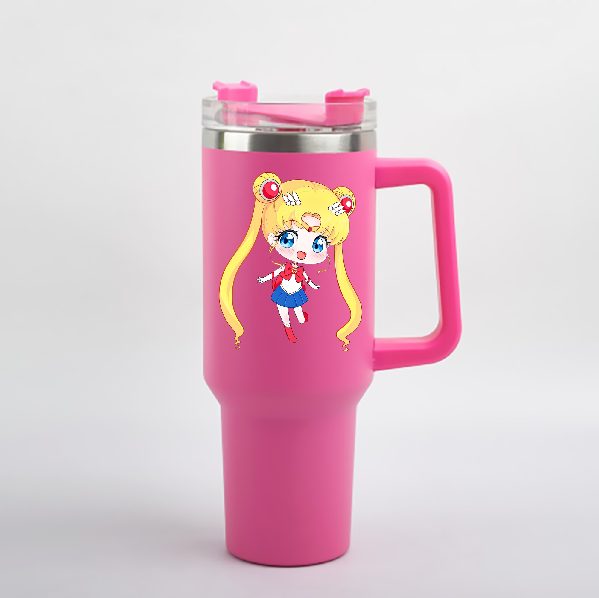 （画像用） 美少女戦士セーラームーン 月野 うさぎ つきの うさぎ Sailor Moon Tsukino Usagi 1200mL車用タンブラー - クリスタルステッカー（プラスチックストロー付き）